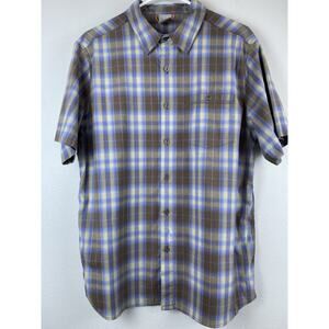 Nike ACG Brown and Blue Plaid Short Sleeve Button-Down Shirt